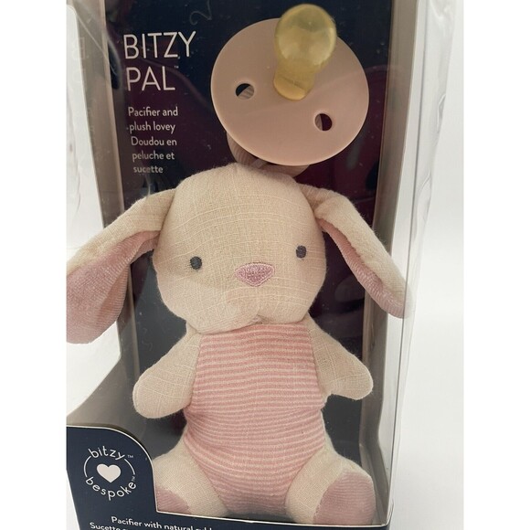 Baby Itzy Ritzy Bitzy Pal Bunny Pacifier & Cotton Lovey Plush Toy Pink 0-6 Mos - Picture 5 of 9